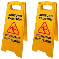 Pro+ Set Van 2x Geel Waarschuwingsbord Opgepast Gladde Vloer - 58 Cm X 28