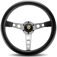 Momo Prototipo Steering Wheel 350 mm - Black Leather/Wht Stitch/Brushed Spokes
