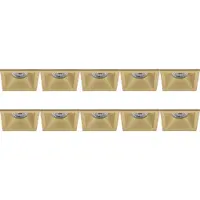 BES LED Spot Armatuur 10 Pack - Pragmi Pollon Pro - GU10 Inbouwspot - Vierkant - Goud - Aluminium - Verdiept - 82mm