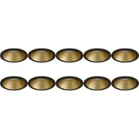 BES LED Spot Armatuur 10 Pack - Pragmi Pollon Pro - GU10 Inbouwspot - Rond - Zwart/Goud - Aluminium - Verdiept - Ø82mm