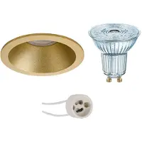 BES LED LED Spot Set - LEDVANCE Parathom PAR16 940 36D - Pragmi Pollon Pro - GU10 Fitting - Dimbaar - Inbouw Rond - Mat Goud -