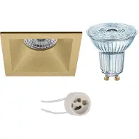 BES LED LED Spot Set - LEDVANCE Parathom PAR16 940 36D - Pragmi Pollon Pro - GU10 Fitting - Dimbaar - Inbouw Vierkant - Mat Goud