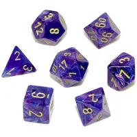 Chessex Poly 7 dobbelsteen set: glanzend paars / goud