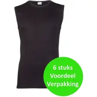 Beeren heren mouwloos shirt 100% katoen 6 stuks - XXL - Zwart