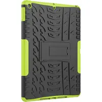 Peachy Bandenprofiel iPad 10.2 inch TPU Polycarbonaat Hoes met kickstand - Groen Zwart