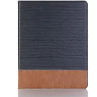 Peachy Fabric Ribbel Textuur Lederen iPad Pro 12.9-inch 2018 Case Hoes Wallet Portemonnee - Blauw Bruin