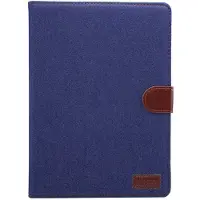 Peachy Denim leer case draaibare hoes iPad 2017 2018 - Blauw Bruin