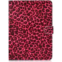 Peachy Hoes Case Wallet Portemonnee Rode Luipaardprint voor iPad 10.2 inch, iPad Pro 10.5 en iPad Air 3 10.5 inch - Zwart Rood Roze