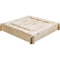 Swingking Houten zandbak Gucio blank 120x120x20cm met 2 bankjes