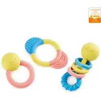 Hape Rammelaar en Bijtring Set - Sensorisch Babyspeelgoed vanaf 0 Maanden, 3-delig