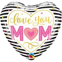 Qualatex - Folieballon Love You MOM Gestreept 46 cm