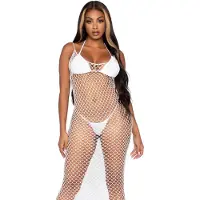 Leg avenue Geweven Twist Net Maxi-jurk voor dames, wit O/S