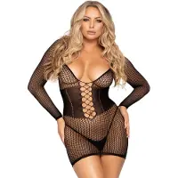 Leg avenue fishnet mini jurk zwart Dames