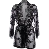 Christine le Duc - Kanten Kimono Graceful - Zwart - L/XL