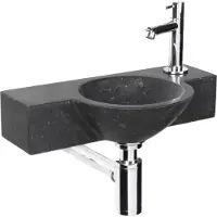 Differnz Teti fonteinset - 40x23x8cm - Rond - 1 kraangat - Zwart