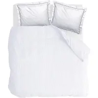Walra Dekbedovertrek Subtile Stripe Wit Antraciet Satijn-200 x 200 / 220 cm | 2-Persoons
