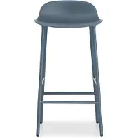 Normann Copenhagen Form Barkruk hoog blue, blauwgelakte stalen poten