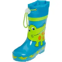 Playshoes Regenlaarzen 'Krokodil' blauw / lichtgroen / donkeroranje