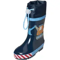 Playshoes Regenlaarzen 'Baustelle' marine / lichtblauw / stone grey / oranje