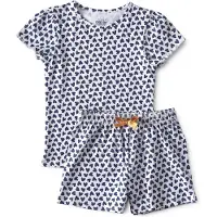 Little label shortama van katoen blauw/wit Meisjes Stretchkatoen Ronde hals - maat 92