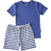 Little label shortama van katoen blauw/grijs Jongens Stretchkatoen Ronde hals - maat 158