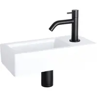 Differnz Fonteinset Ravo Keramiek 38.5x18.5x9 cm Wit Met Gebogen Kraan Mat Zwart