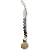 Chewies Speenketting Clip Silicone Beads Leopard/Wit/Baby Blue