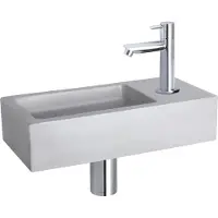 Differnz Ravo fonteinset – 38x18x9 cm – beton licht grijs – rechte chromen kraan 38.400.88