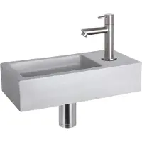 Differnz Fonteinset ravo beton 38.5x18.5x9 cm licht grijs met rechte mat chroom