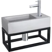 Differnz Fonteinset Ravo Beton en Handoekrek 38.5x18.5x9 cm Licht Grijs Met Rechte Kraan Chroom