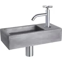 Differnz Fonteinset ravo beton 38.5x18.5x9 cm donker grijs met gebogen kruis kraan chroom