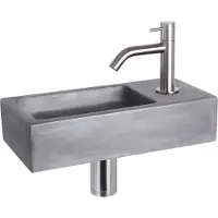 Differnz Fonteinset ravo beton 38.5x18.5x9 cm donker grijs met gebogen kraan mat chroom