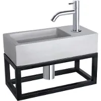 Differnz Fonteinset ravo beton en handoekrek 38.5x18.5x9 cm licht grijs met gebogen kraan chroom