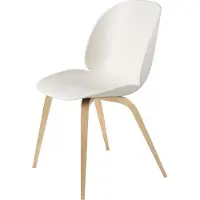 Gubi Beetle Eetkamerstoel Zonder Bekleding Oak Wood Base | Alabaster White