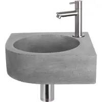 Differnz Cleo fonteinset donkergrijs beton met rechte kraan mat chroom