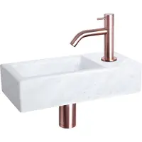 Differnz Helios fonteinset marmer met gebogen kraan rood koper