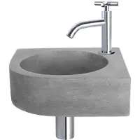 Differnz Fonteinset cleo 31.5x31.5x10 cm beton donker grijs met kruis kraan chroom