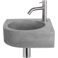Differnz Cleo fonteinset donkergrijs beton met gebogen kraan mat chroom