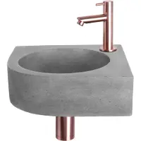 Differnz Cleo fonteinset donkergrijs beton met rechte kraan rood koper