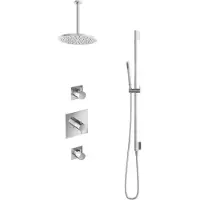 Hotbath IBS 2 Get Together Inbouw Doucheset Laddy Vierkant - Geborsteld Nikkel - Met Staafhanddouche - 25cm Hoofddouche - Met Plafondbuis 30cm - Met - Kranen, Douchekranen, Douchesets, Inbouw