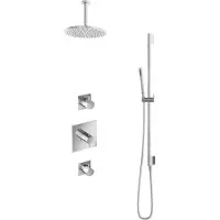 Hotbath IBS 2 Get Together Inbouw Doucheset Laddy Vierkant - Geborsteld Nikkel - Met Staafhanddouche - 25cm Hoofddouche - Met Plafondbuis 15cm - Met - Kranen, Douchekranen, Douchesets, Inbouw