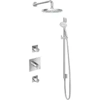 Hotbath IBS 2 Get Together Inbouw Doucheset Laddy Vierkant - Geborsteld Nikkel - Met Ronde 3 Standen Handdouche - 25cm Hoofddouche - Met Wandarm - Met - Kranen, Douchekranen, Douchesets, Inbouw