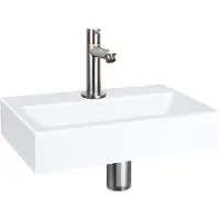 Differnz Fonteinset flat keramiek 38x24x7 cm wit met rechte kraan mat chroom