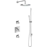Hotbath IBS 2 Get Together Inbouw Doucheset Laddy Vierkant - Geborsteld Nikkel - Met Staafhanddouche - 30cm Hoofddouche - Met Wandarm - Met Glijstang - Kranen, Douchekranen, Douchesets, Inbouw