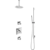 Hotbath IBS 2 Get Together Inbouw Doucheset Laddy Vierkant - Geborsteld Nikkel - Met Staafhanddouche - 20cm Hoofddouche - Met Plafondbuis 15cm - Met