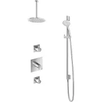 Hotbath IBS 2 Get Together Inbouw Doucheset Laddy Vierkant - Geborsteld Nikkel - Met Ronde 3 Standen Handdouche - 20cm Hoofddouche - Met Plafondbuis - Kranen, Douchekranen, Douchesets, Inbouw