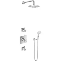 Hotbath IBS 2 Get Together Inbouw Doucheset Laddy Vierkant - Geborsteld Nikkel - Met Ronde 3 Standen Handdouche - 20cm Hoofddouche - Met Wandarm - Kranen, Douchekranen, Douchesets, Inbouw douchesets