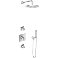 Hotbath IBS 2 Get Together Inbouw Doucheset Laddy Vierkant - Geborsteld Nikkel - Met Staafhanddouche - 30cm Hoofddouche - Met Wandarm - Zonder - Kranen, Douchekranen, Douchesets, Inbouw douchesets