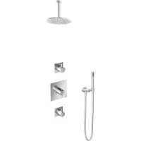 Hotbath IBS 2 Get Together Inbouw Doucheset Laddy Vierkant - Geborsteld Nikkel - Met Staafhanddouche - 20cm Hoofddouche - Met Plafondbuis 15cm - Kranen, Douchekranen, Douchesets, Inbouw douchesets