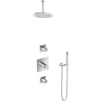 Hotbath IBS 2 Get Together Inbouw Doucheset Laddy Vierkant - Geborsteld Nikkel - Met Staafhanddouche - 25cm Hoofddouche - Met Plafondbuis 15cm - Kranen, Douchekranen, Douchesets, Inbouw douchesets